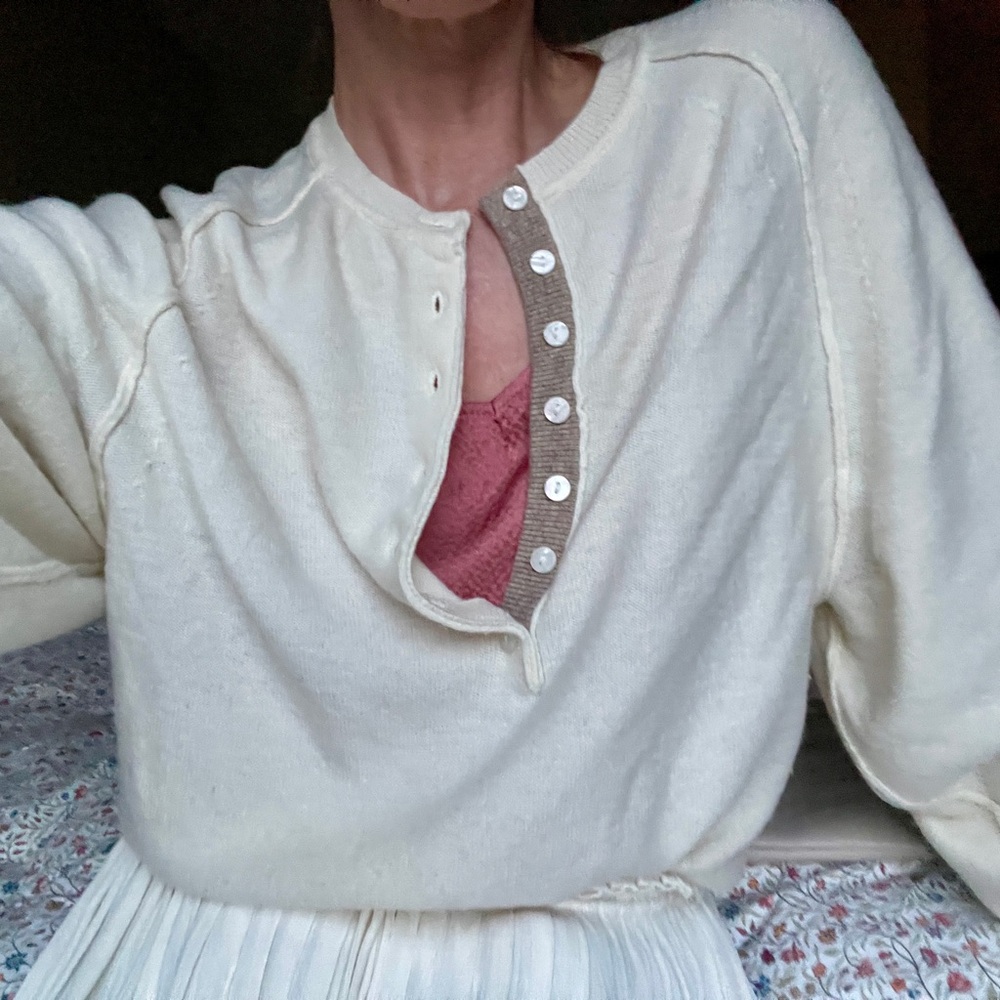 Cream Button-Up Women's Sweater